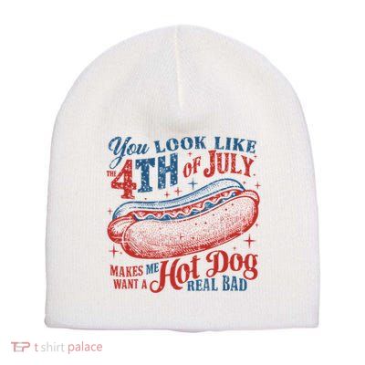Funny You Look Like 4th Of July Hot Dog Wiener Short Acrylic Beanie