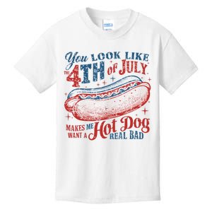 Funny You Look Like 4th Of July Hot Dog Wiener Kids T-Shirt