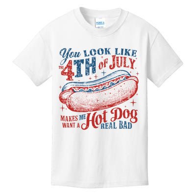 Funny You Look Like 4th Of July Hot Dog Wiener Kids T-Shirt