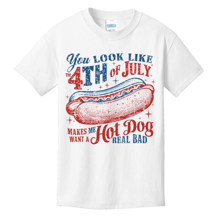 Funny You Look Like 4th Of July Hot Dog Wiener Kids T-Shirt