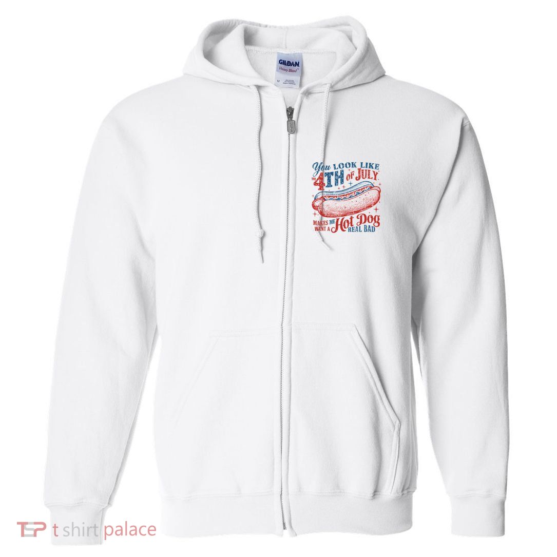 Funny You Look Like 4th Of July Hot Dog Wiener Full Zip Hoodie
