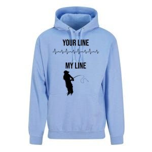 Fishing Your Line My Line Fishing Husbands Fishing Dads Gift Unisex Surf Hoodie