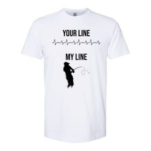 Fishing Your Line My Line Fishing Husbands Fishing Dads Gift Softstyle CVC T-Shirt