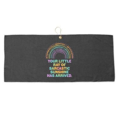 Funny Your Little Ray Of Sarcastic Sunshine Has Arrived Large Microfiber Waffle Golf Towel