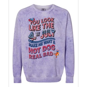 Funny You Look Like 4th Of July Hot Dog Wiener Colorblast Crewneck Sweatshirt