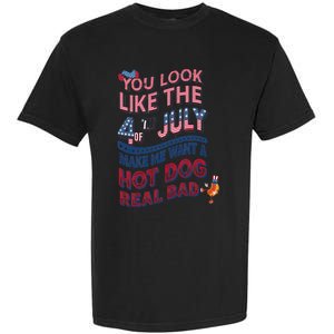 Funny You Look Like 4th Of July Hot Dog Wiener Garment-Dyed Heavyweight T-Shirt