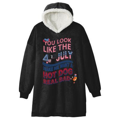 Funny You Look Like 4th Of July Hot Dog Wiener Hooded Wearable Blanket