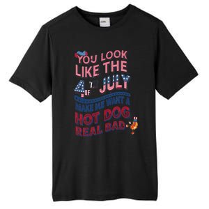 Funny You Look Like 4th Of July Hot Dog Wiener Tall Fusion ChromaSoft Performance T-Shirt