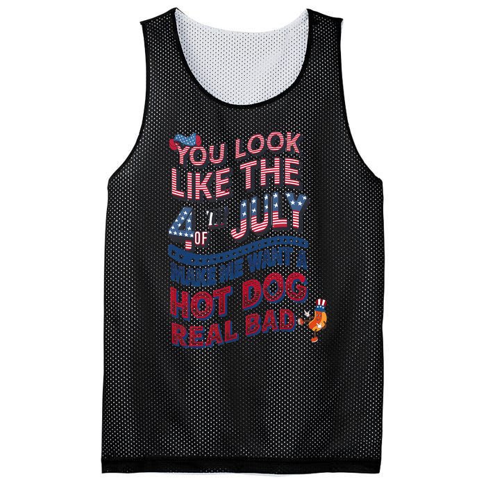 Funny You Look Like 4th Of July Hot Dog Wiener Mesh Reversible Basketball Jersey Tank