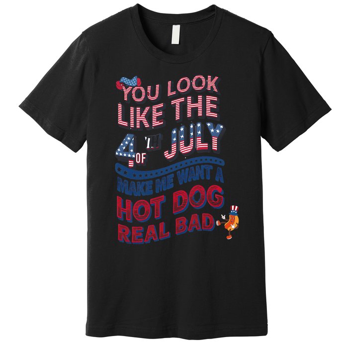 Funny You Look Like 4th Of July Hot Dog Wiener Premium T-Shirt