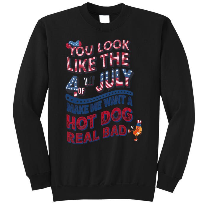 Funny You Look Like 4th Of July Hot Dog Wiener Tall Sweatshirt