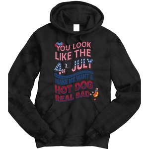 Funny You Look Like 4th Of July Hot Dog Wiener Tie Dye Hoodie