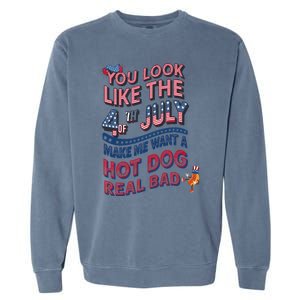 Funny You Look Like 4th Of July Hot Dog Wiener Garment-Dyed Sweatshirt