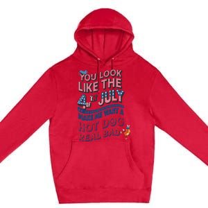 Funny You Look Like 4th Of July Hot Dog Wiener Premium Pullover Hoodie