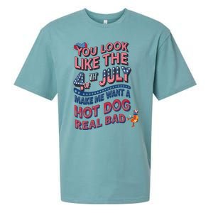 Funny You Look Like 4th Of July Hot Dog Wiener Sueded Cloud Jersey T-Shirt