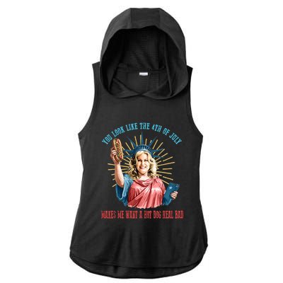 Funny You Look Like The 4th Of July Hot Dog Wiener Ladies PosiCharge Tri-Blend Wicking Draft Hoodie Tank