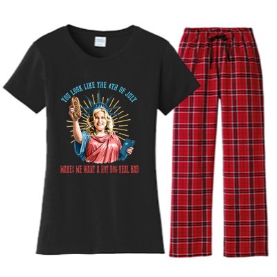 Funny You Look Like The 4th Of July Hot Dog Wiener Women's Flannel Pajama Set