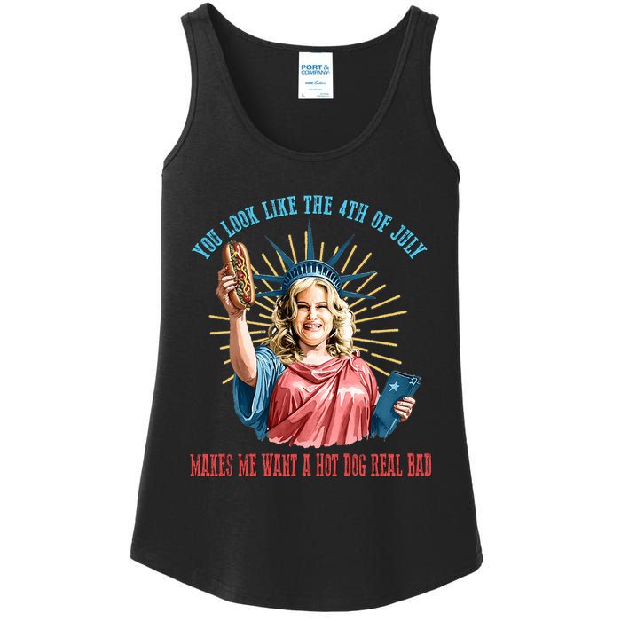 Funny You Look Like The 4th Of July Hot Dog Wiener Ladies Essential Tank