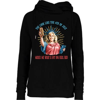 Funny You Look Like The 4th Of July Hot Dog Wiener Womens Funnel Neck Pullover Hood