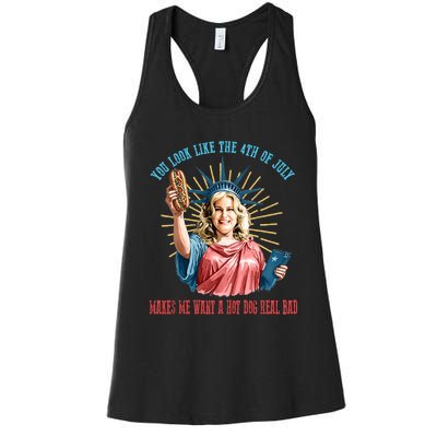 Funny You Look Like The 4th Of July Hot Dog Wiener Women's Racerback Tank