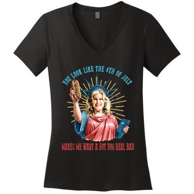 Funny You Look Like The 4th Of July Hot Dog Wiener Women's V-Neck T-Shirt