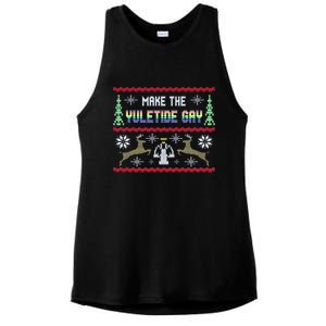 Funny Yuletide Lgbt Ugly Christmas Party Gift Ladies PosiCharge Tri-Blend Wicking Tank