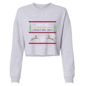 Funny Yuletide Lgbt Ugly Christmas Party Gift Cropped Pullover Crew