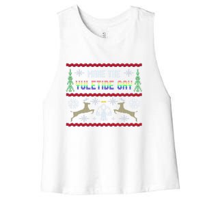 Funny Yuletide Lgbt Ugly Christmas Party Gift Women's Racerback Cropped Tank