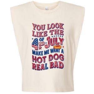 Funny You Look Like 4th Of July Hot Dog Wiener Garment-Dyed Women's Muscle Tee