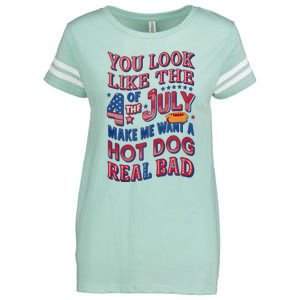 Funny You Look Like 4th Of July Hot Dog Wiener Enza Ladies Jersey Football T-Shirt