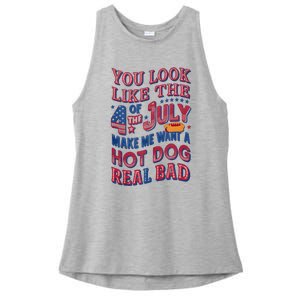 Funny You Look Like 4th Of July Hot Dog Wiener Ladies PosiCharge Tri-Blend Wicking Tank