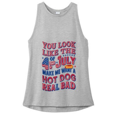 Funny You Look Like 4th Of July Hot Dog Wiener Ladies PosiCharge Tri-Blend Wicking Tank