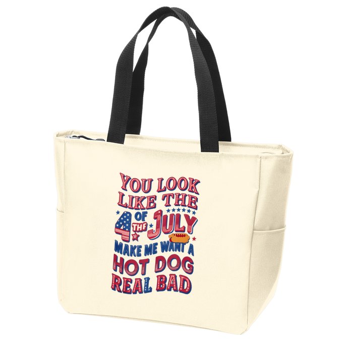 Funny You Look Like 4th Of July Hot Dog Wiener Zip Tote Bag