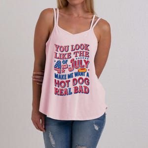 Funny You Look Like 4th Of July Hot Dog Wiener Women's Strappy Tank