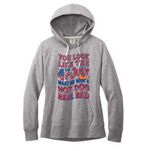 Funny You Look Like 4th Of July Hot Dog Wiener Women's Fleece Hoodie