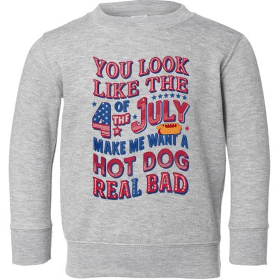 Funny You Look Like 4th Of July Hot Dog Wiener Toddler Sweatshirt