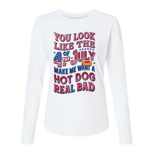 Funny You Look Like 4th Of July Hot Dog Wiener Womens Cotton Relaxed Long Sleeve T-Shirt