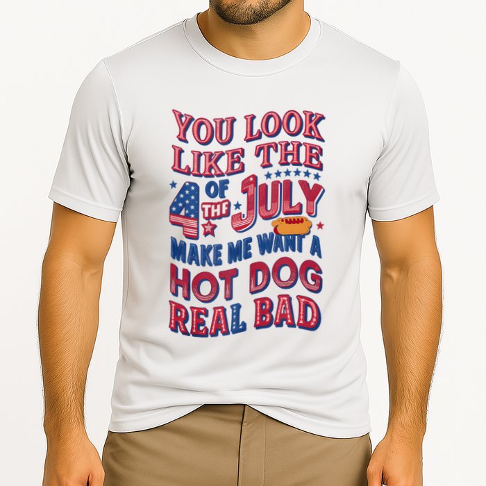 Funny You Look Like 4th Of July Hot Dog Wiener Cooling Performance Crew T-Shirt