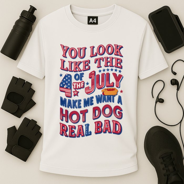 Funny You Look Like 4th Of July Hot Dog Wiener Cooling Performance Crew T-Shirt