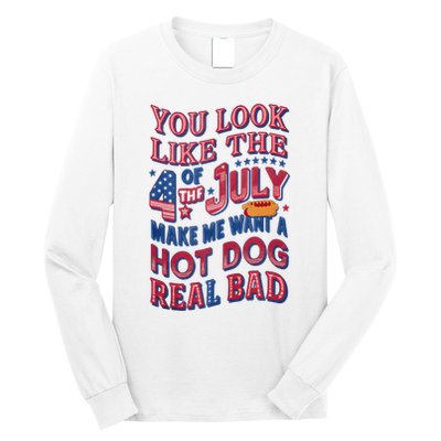 Funny You Look Like 4th Of July Hot Dog Wiener Long Sleeve Shirt