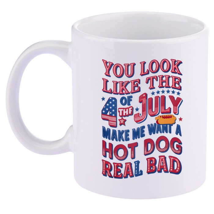Funny You Look Like 4th Of July Hot Dog Wiener 11oz C Handle Ceramic Mug