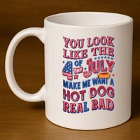 Funny You Look Like 4th Of July Hot Dog Wiener 11oz C Handle Ceramic Mug