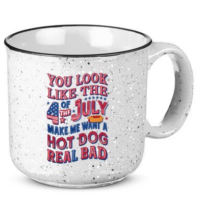 Funny You Look Like 4th Of July Hot Dog Wiener 15oz Campfire Ceramic Mug