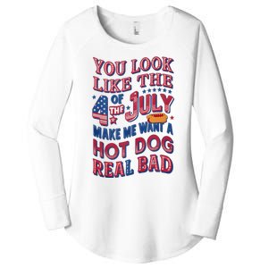 Funny You Look Like 4th Of July Hot Dog Wiener Women's Perfect Tri Tunic Long Sleeve Shirt