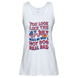 Funny You Look Like 4th Of July Hot Dog Wiener Ladies Essential Flowy Tank