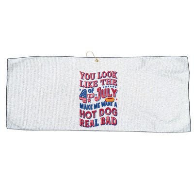 Funny You Look Like 4th Of July Hot Dog Wiener Large Microfiber Waffle Golf Towel