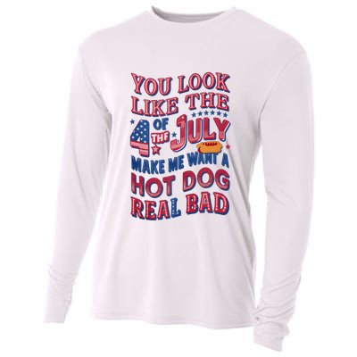 Funny You Look Like 4th Of July Hot Dog Wiener Cooling Performance Long Sleeve Crew