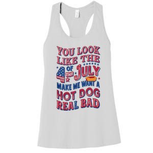 Funny You Look Like 4th Of July Hot Dog Wiener Women's Racerback Tank