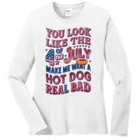 Funny You Look Like 4th Of July Hot Dog Wiener Ladies Long Sleeve Shirt