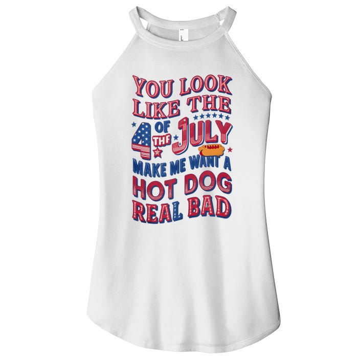 Funny You Look Like 4th Of July Hot Dog Wiener Women's Perfect Tri Rocker Tank